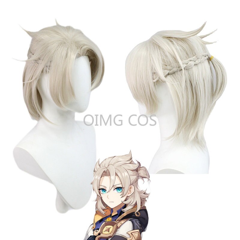 Genshin Impact Albedo Cosplay Wig Anime Halloween Costumes for Men Game